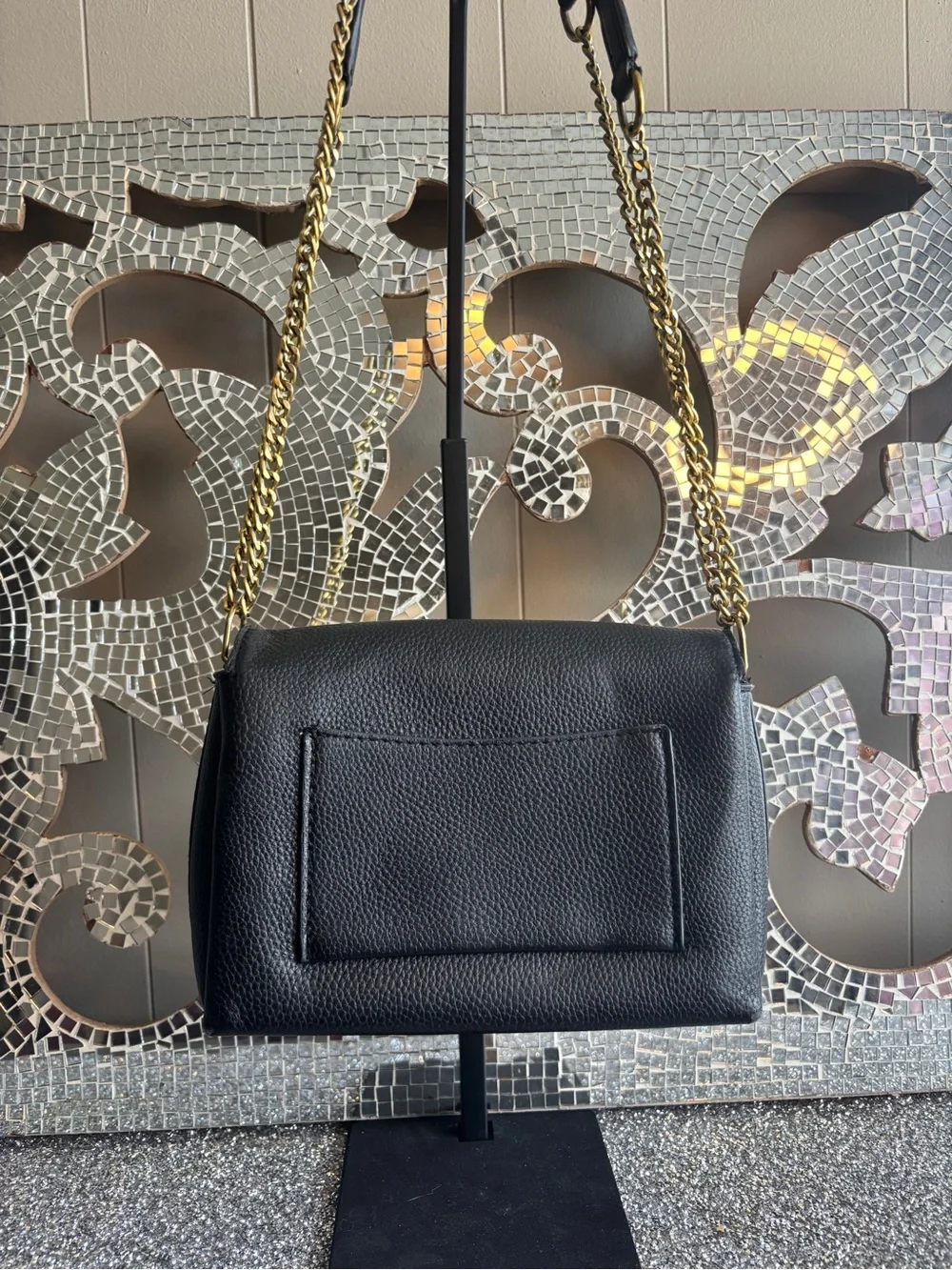⭐️Tory Burch Black Pebbled Leather Chain Shoulder Bag